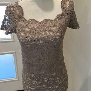 Lace top sheer nylon/rayon new never worn Medium
